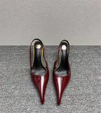 Women's Designer Heels Patent Leather Pointed Toe Sculptural Thin High Heels Sandals Pumps Runway Chic Luxury Party Dress Shoes