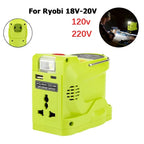 200W Portable Power Station Power Generator For Ryobi 18V Lithium Battery Portable Power Inverter With Dual USB 280LM LED Light