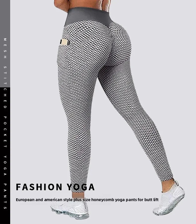 High Waist Yoga Pants with Pockets for Women Plus Size Tummy Control Gym Running Workout Butt Lifting Compression Leggings
