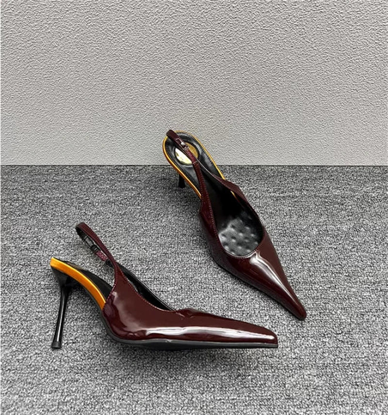 Women's Designer Heels Patent Leather Pointed Toe Sculptural Thin High Heels Sandals Pumps Runway Chic Luxury Party Dress Shoes