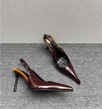 Women's Designer Heels Patent Leather Pointed Toe Sculptural Thin High Heels Sandals Pumps Runway Chic Luxury Party Dress Shoes