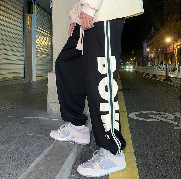 Trousers Hip-hop Wide Leg Sweatpants For Men Summer Stylish Training Cotton Loose Elastic Y2k Casual Baggy Male Sweat Pants L