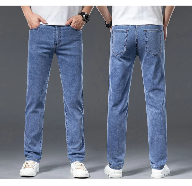 2026 Y2k Pants Men Thin Lyocell Spring Summer Classic Korean Youthful Vitality Men's  Jeans Lightweight Stretch Trousers