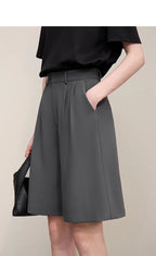 Amii Women's Shorts 2026 Summer New Commuter Versatile Pleated Loose Pants Women's Wide-leg Casual Five-point Pants 12622017