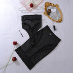 Elegant Hot Sexy Lingerie See Through Bodysuit Half Dress 2PC Set Seductive Splicing Party Queen Costume Erotic Underwear
