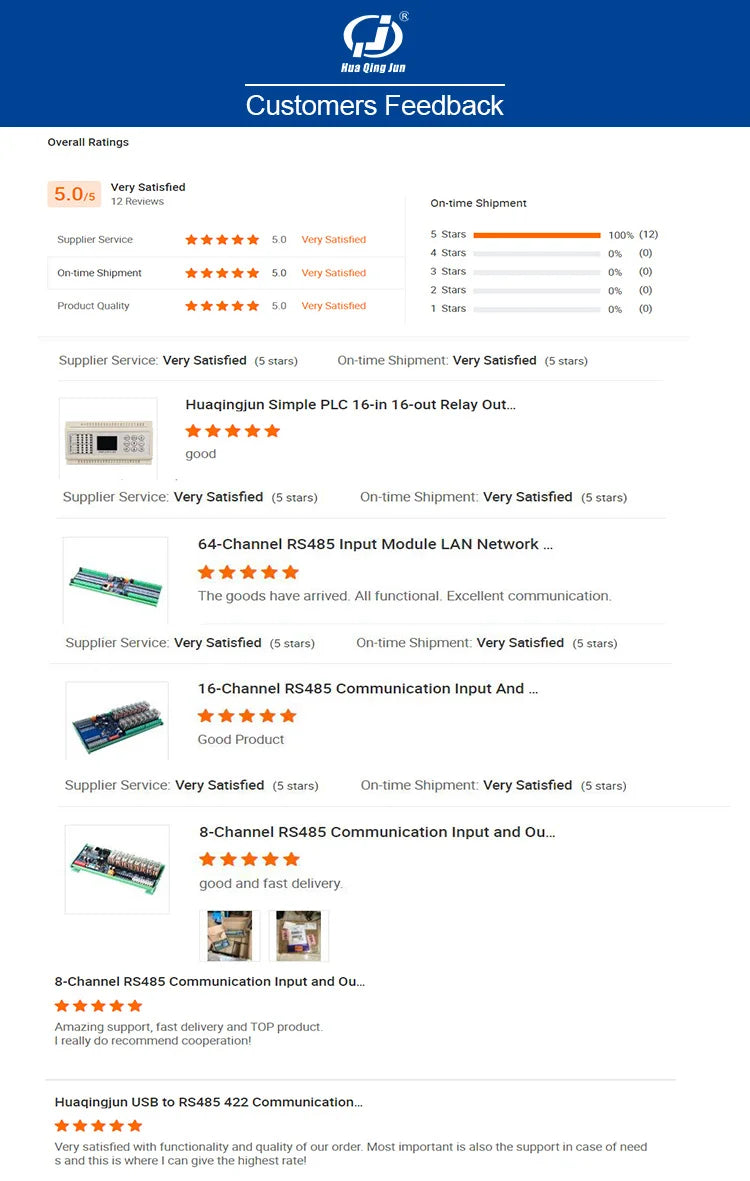 Huaqingjun 4.3 Inch LCD Touch Screen Ethernet RS485 232 Communication DC19-30V LAN RJ45 HMI for PLC