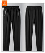 Men's Ice Silk Casual Pants Summer Quick Dry Lightweight Joggers with Zipper Pockets Elastic Waist Sports Trousers for Running F