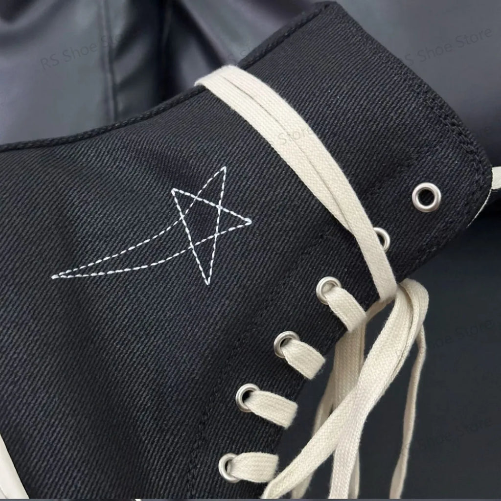 Ro Classic Design Black Canvas Boot High Top Shoe Men Casual Shoes Luxury Zipper Women Sneaker s Ankle Boots Sneakers