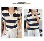 WinvyNee Summer Half Sleeved Women's Solid Polo Shirt Casual Cotton Striped Top T-shirt Women Clothing Casual Knitted A1002022