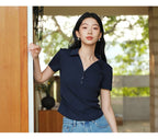 Semir Women Polo Shirt Short Length Ruched Slim Fit Standard Shoulder Cool Feeling 2026 Summer Temperament Versatile Fashion Top