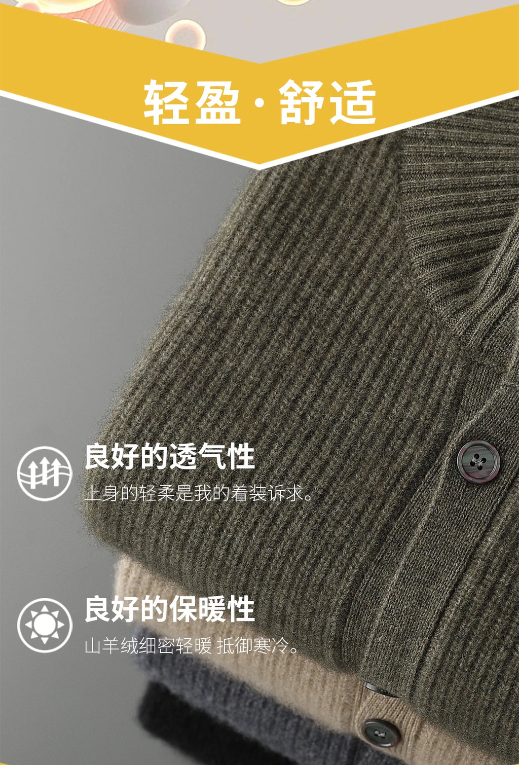 Luxury 100% Cashmere Cardigan for Men Mock Collar Thickening Sweater Autumn Winter Knitted Coat Soft Clothing Smart Casual Top