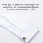 Men's Empire Neck French Cufflink Shirt Slim Fit Business Dress Assorted Cufflinks Lead Needle Large Tip Neck Men's White Shirt