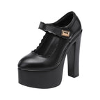 15cm Small Size 32-43 Extremem Block High Heels Shoes 2026 Fall Shallow Thick Chunky Platform Shoes Women Pumps Sexy Model Party