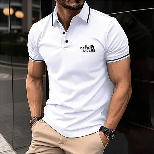 Premium Men's Polo Shirt: Skin-Friendly Material, Contrast Trim Collar & Cuffs, Stylish Graphic Print