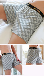 3PCS/Pack 95% Cotton Soft Plaid Alo Boxers Hombre Loose Breathable Hygroscopic Mens Shorts Sport High Elastic Waist Underwear