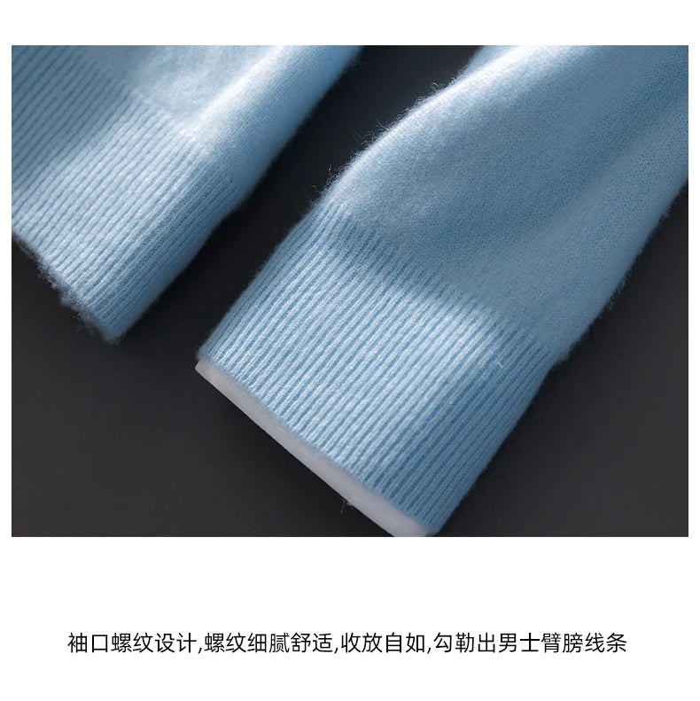Autumn And Winter New 100 Pure Wool Sweater Men's POLO Collar Button Loose Pullover Sweater Cashmere Knitted Bottoming Shirt