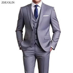 Men's 2 Piece Suit Set Solid Color Elegant Wedding Formal Business Dress Blazer Vest Pants Classic Tuxedo for Party Groomsmen