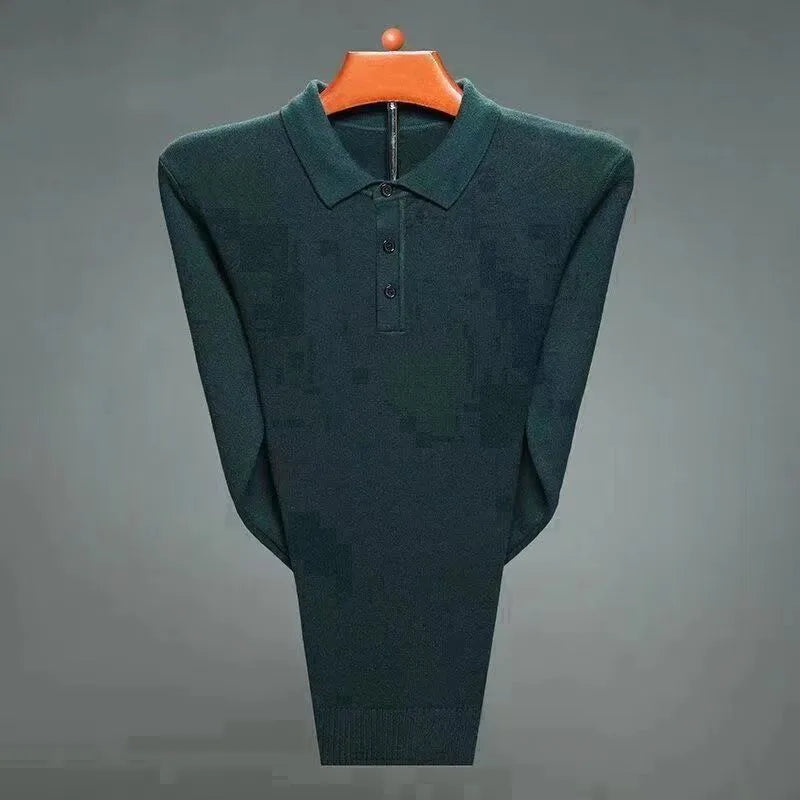 Men's 100% Mink Cashmere Large Size Sweaters Autumn Winter Solid POLO-neck Casual Knit Pullovers Long Sleeve Warm Jumper to