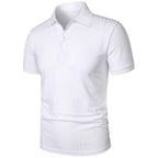 Men's running sports fitness wear summer high stretch vertical short-sleeved POLO shirt slim knit base shirt