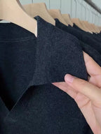 French short shoulder sleeve women's lapel knit top women's spring and summer thin ice silk polo collar  of solid color T-shirt
