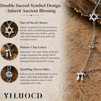 Jewish Star of David Hebrew Letter Chai Finger Bracelet Stainless Steel Adjustable Hexagram Zircon Bracelets Amulet Jewelry