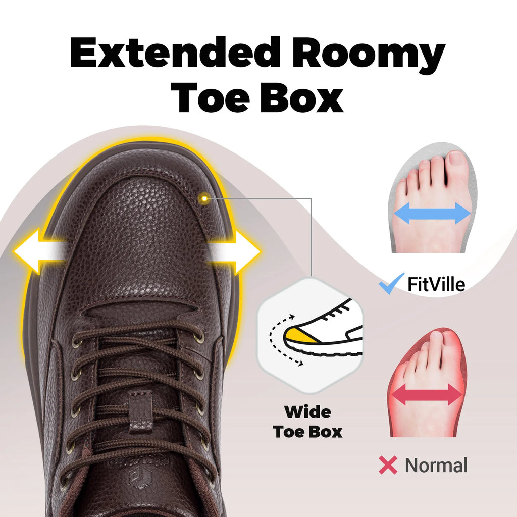 FitVille Men‘s Dress Shoes Leather Wide Formal Business Shoes for Men Breathable Casual Luxury Wedding Shoes Non-Slip Size 40-50