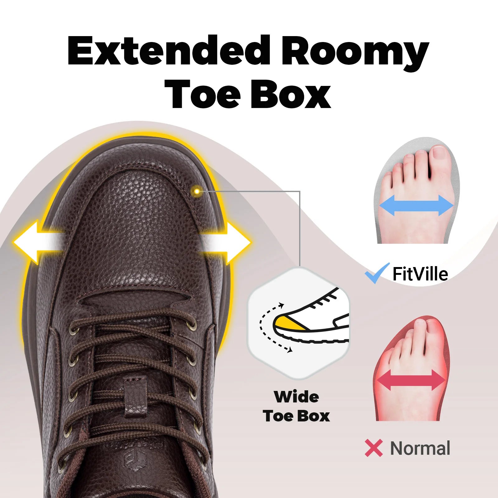 FitVille Men‘s Dress Shoes Leather Wide Formal Business Shoes for Men Breathable Casual Luxury Wedding Shoes Non-Slip Size 40-50
