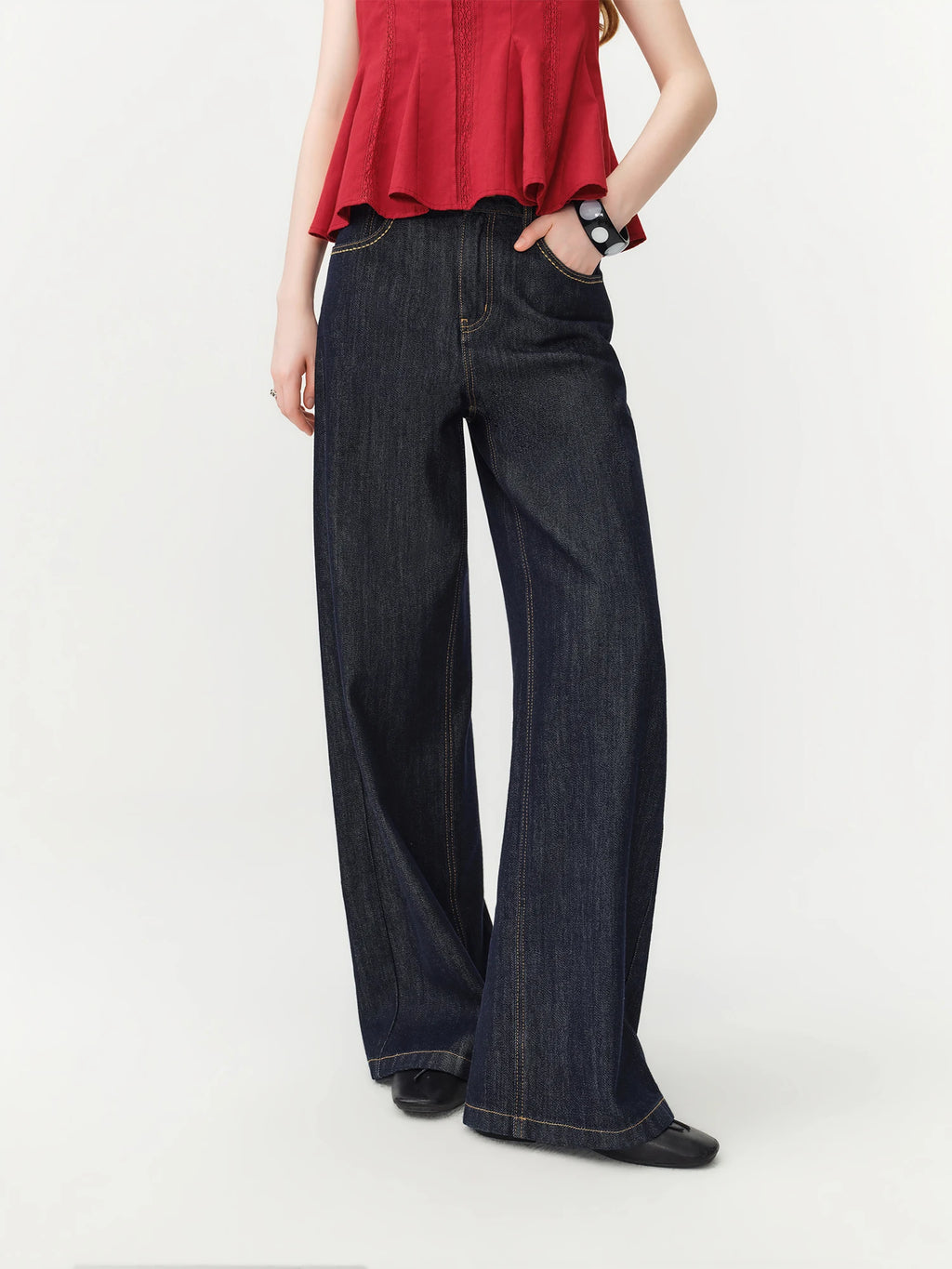 FSLE Women's 2026 Summer New Arrival Raw Indigo Straight Jeans | Lightweight Cool Feeling Slim Fit Versatile Denim Pants Jeans