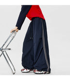 American Striped Quick - Drying Relaxed Pants for Men, Straight - Leg Wide - Leg Cargo Design Streetwear Couple's Work Trousers