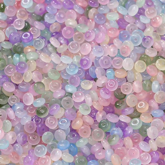 100pcs/lot 2x4mm Ice Seed Gradient Glass Beads Round Beads Colorful Uniform Rice Shape for DIY Handmade Jewelry Bracelet Making