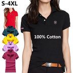 Fashion Clothing Polos Femme Summer Womens Polo Neck Shirt Short Sleeve Lapel Womens Tees Casual Sportwear Cotton Ladies Tops