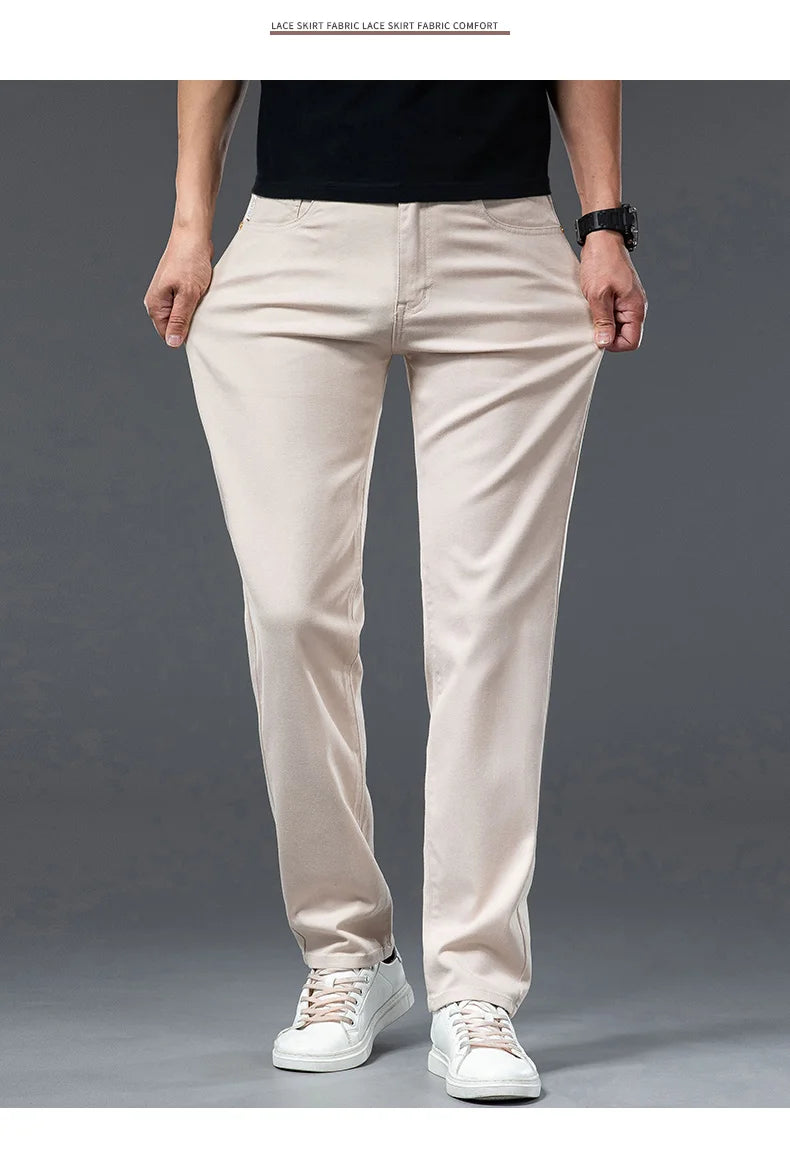 2026 Y2k Pants Men Thin Lyocell Spring Summer Classic Korean Youthful Vitality Men's  Jeans Lightweight Stretch Trousers