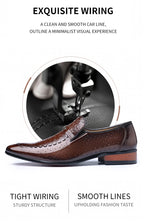 LAORENTOU true cowhide breathable perforated leather shoes with pointed tips, British business dress perforated leather sandals