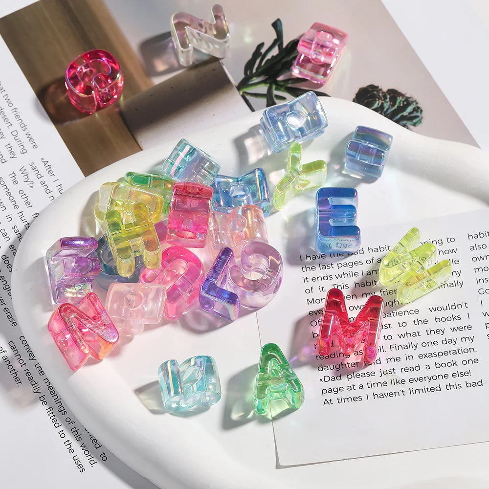 5pcs/lot Multicolour Random Letter Beads Acrylic Transparent Alphabet Bead For Jewelry Making DIY Necklace Keychain Accessories