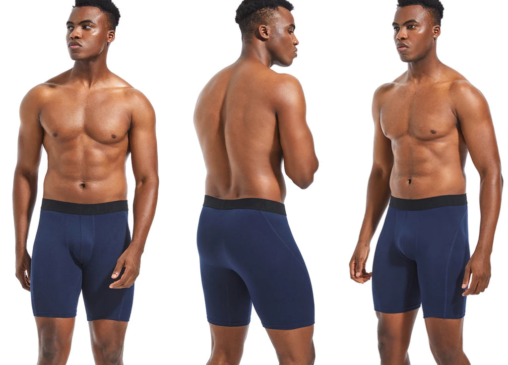 4pcs Long Men's Underpants Sports Leggings Boxer Shorts Mens Polyester Underwear Man Quick-Drying Boxer for Men Bottom Shorts