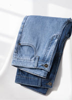 2026 Stretch Men's Fitted Straight Jeans Korean Youthful Vitality Spring Summer Thin Breathable Cotton  Lightweight Trousers
