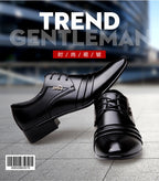 Mens Black Genuine Leather Cap Toe Lace Up Formal Business Office Groom Wedding Daily Wear Dress Shoes British Style Fashion