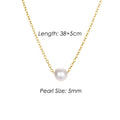 4MM Simulated-pearl Pendant Necklace for Women Dainty Stainless Steel Gold Color Necklace Women