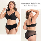 Minimizer Bra Panty Set D/E/F/G/H/I Cup Invisible Under Clothes Side Fat Control Breathable Plus Size Underwear For Full Figure