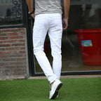 Men's Solid Color Jeans Slim Fit Small Leg Casual Classic White Black Spring Summer Thin Version