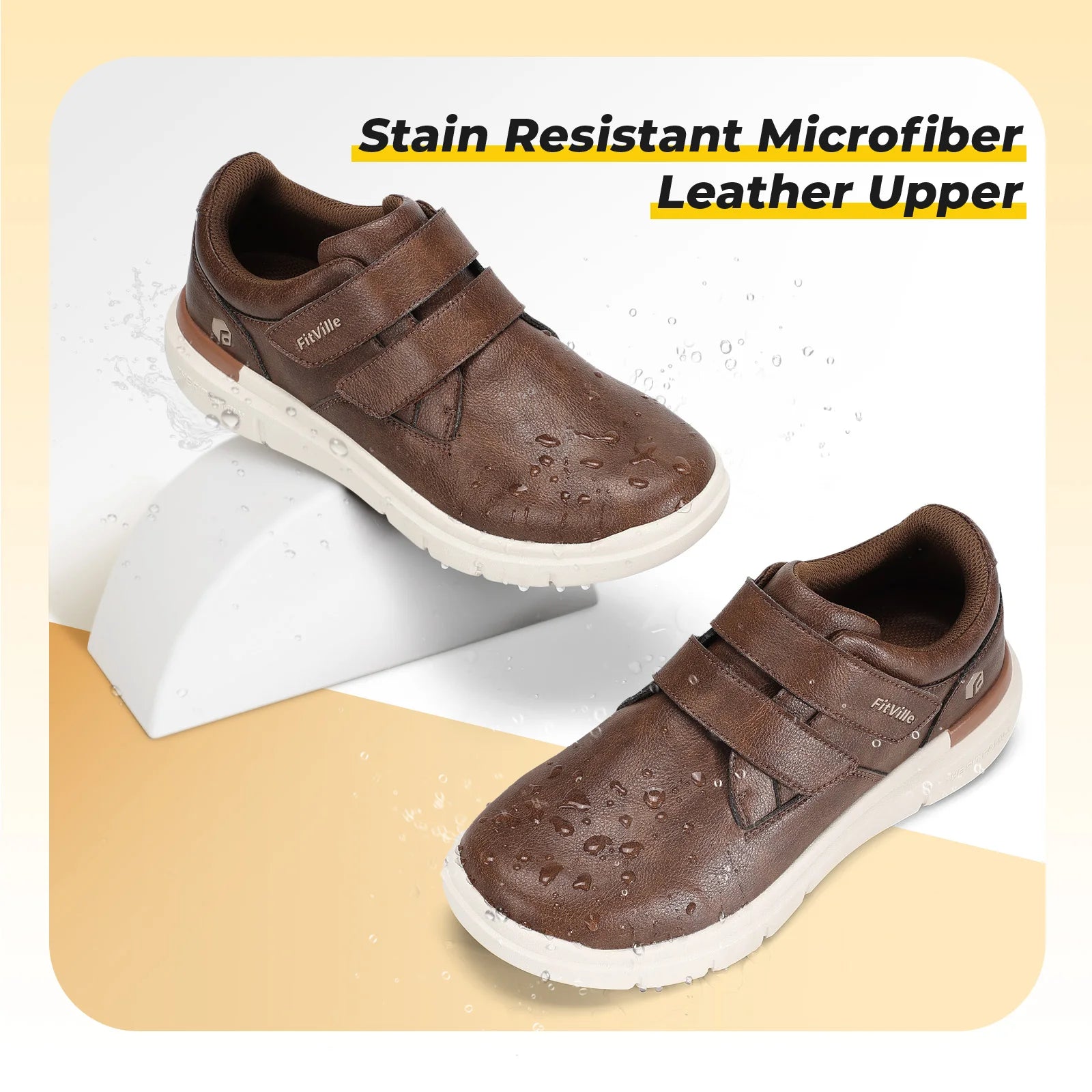 FitVille Wide Diabetic Shoes Dress Business Formal Casual Shoes for Men Slip on Walking Footwear Easy Wear Swollen Feet Comfort