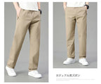 Mens Cotton Pants Spring Summer Sports Casual Pants Cargo Trousers Loose Fit with Zipper Pockets Big Size 5XL