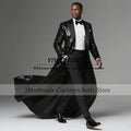 Sparkling Sequins Men Suits Wedding Groom Tuxedos 2 Pieces Set Customized Outfits Business Male Suit Blazer Long Ternos Completo
