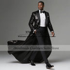 Sparkling Sequins Men Suits Wedding Groom Tuxedos 2 Pieces Set Customized Outfits Business Male Suit Blazer Long Ternos Completo