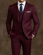 Elegant Men's Suit Sets- Slim Fit Tuxedo Set for Weddings & Formal Occasions, Black Suit