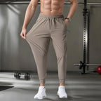 Men's Ice Silk Quick-Dry Pants Summer Lightweight Breathable Joggers with Zipper Pockets Elastic Waist Casual Sports Trousers Fo
