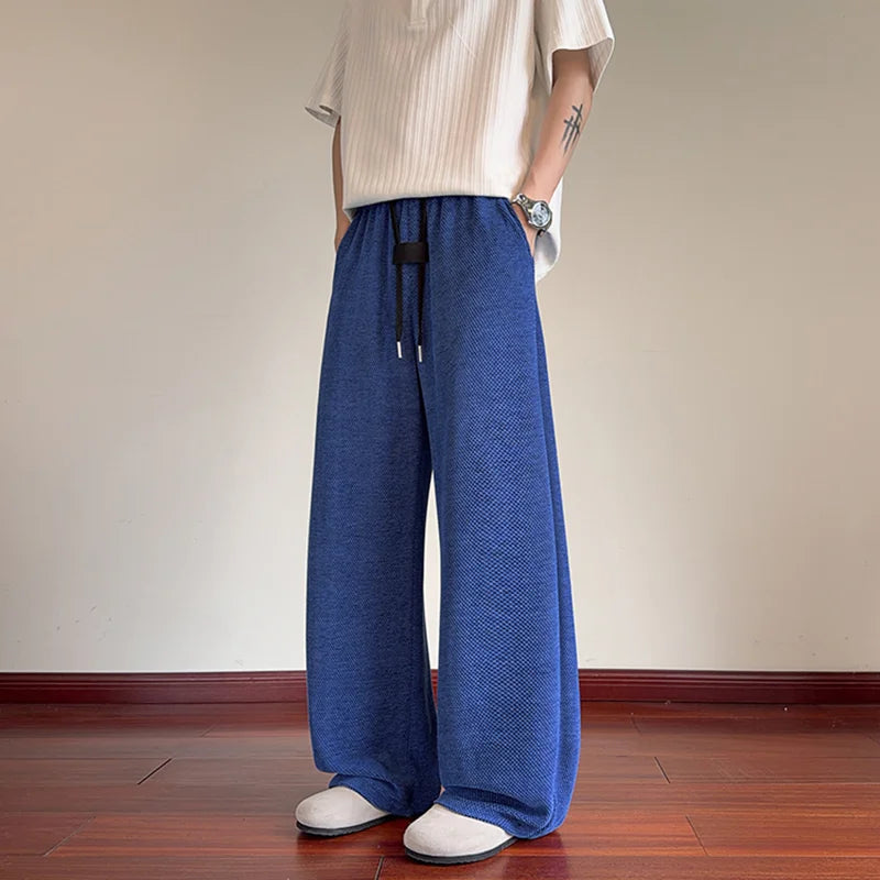 Men's Mesh Jogger Pants Wide Leg Drawstring Elastic Waist Baggy Curved Sweatpants Athletic  Relaxed Fit Casual Lantern Pants