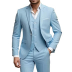 Men's 2 Piece Suit Set Solid Color Elegant Wedding Formal Business Dress Blazer Vest Pants Classic Tuxedo for Party Groomsmen