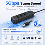 USB 3.0 Hub 4 Ports 5M Extension Cable Multi Port USB Hub Adapter High Speed Data Transfer for Laptop PC Computer Notebook