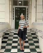 Summer Ladies Polo Shirts Woman Shorts Short Sleeve Brown Striped Vintage Clothes Polo Shirts Mujer Streetwear Crop Tops Casual